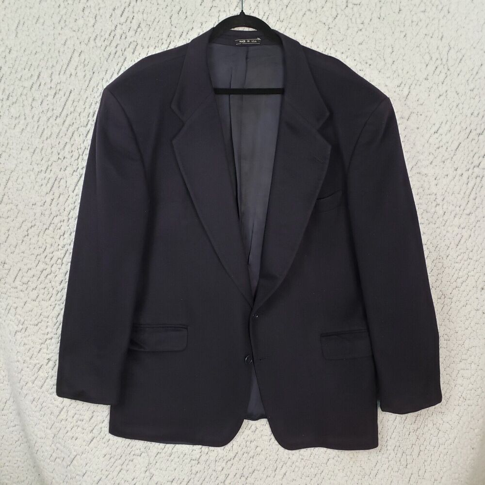 Vintage Union Made Cashmere Blazer Men's 46R Black USA ACTWU Old Money Luxe Chic